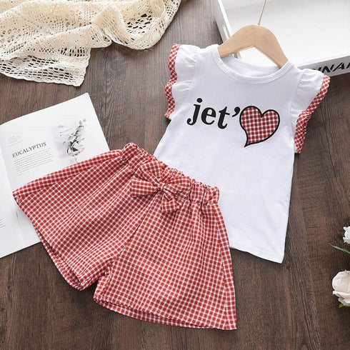 Girls Summer Short Sleeve Tee Shorts Set